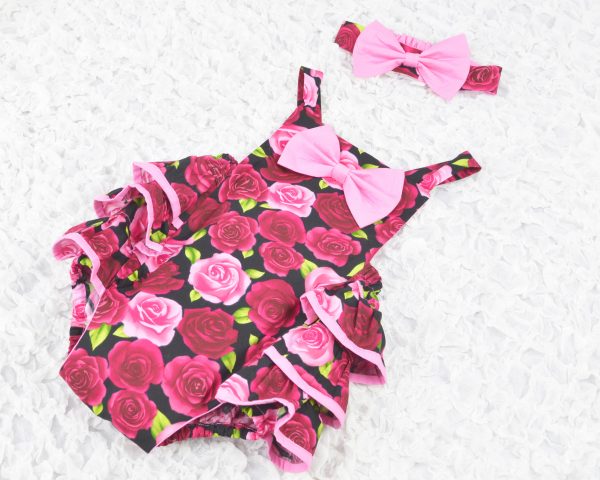 Cute girl toddler romper Pink Rose