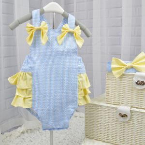 Ruffle bum romper for baby girls and younger girls